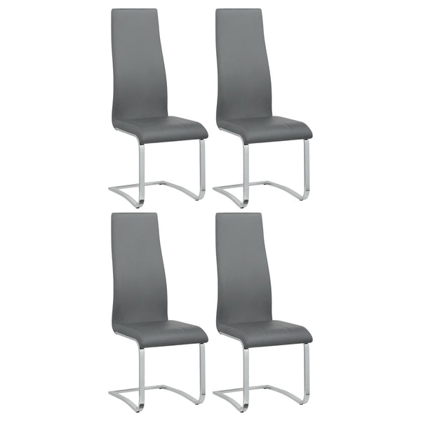 English Elm Grey High Back Side Chairs Set of 4 – Chrome Frame, Bonded Leather PU Seats, Padded Comfort for Modern Dining (96) B062P145654