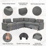 English Elm 104'' Power Recliner Corner Sofa Home Theater Reclining Sofa Sectional Couches With Storage Box, Cup Holders, Usb Ports and Power Socket For Living Room, Dark Grey