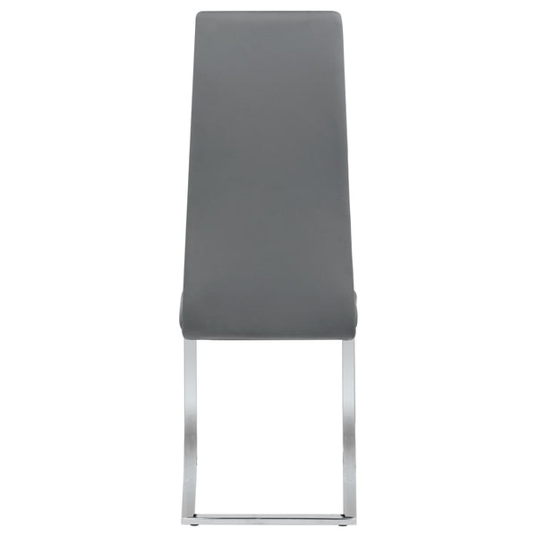 English Elm Grey High Back Side Chairs Set of 4 – Chrome Frame, Bonded Leather PU Seats, Padded Comfort for Modern Dining (96) B062P145654