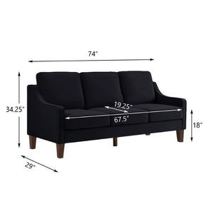 English Elm Modern Three Seat Velvet Sofa Scooped Armrests Tapered Wood Legs Living Room W2186P143472