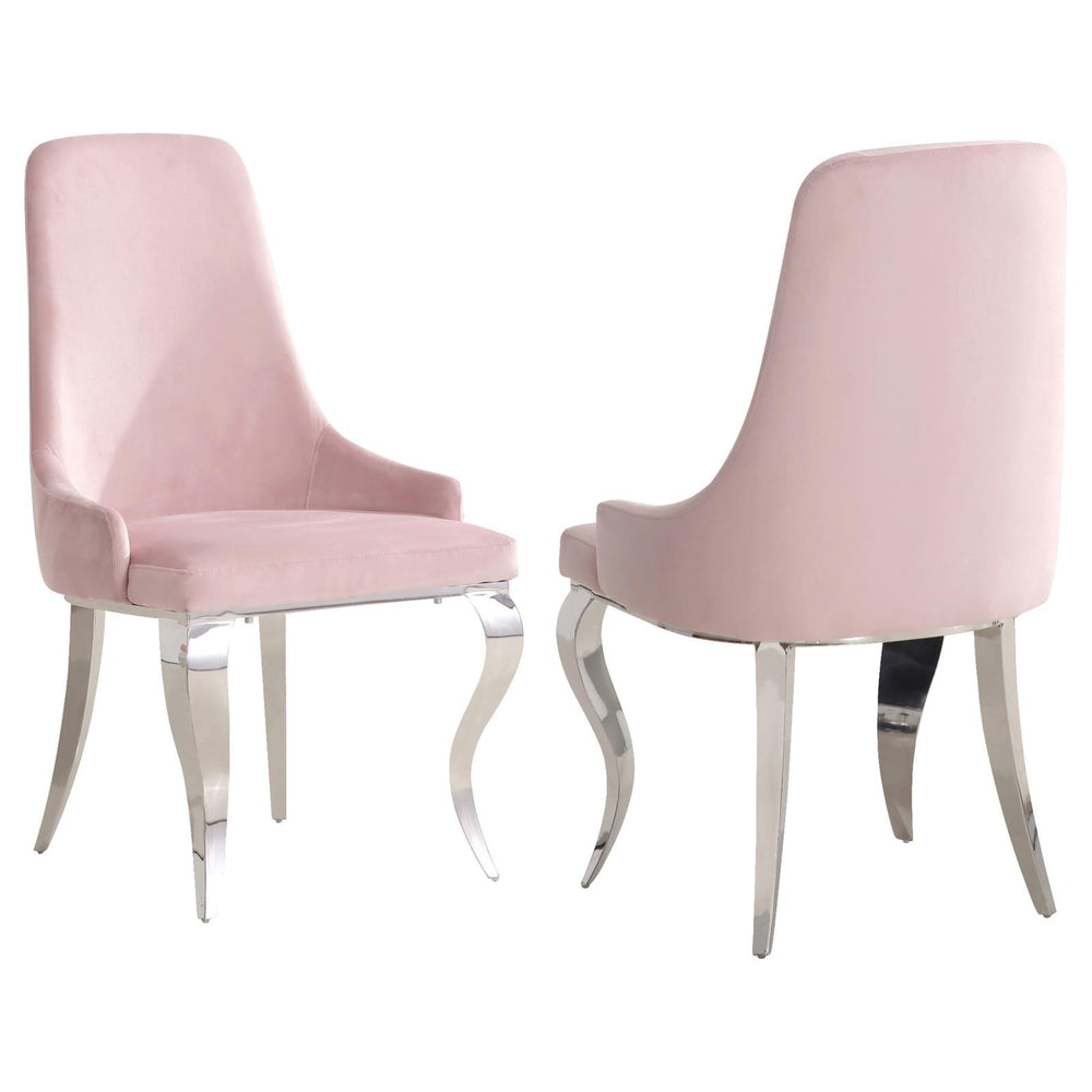 English Elm Pink Velvet Slipper Dining Chairs Set of 2 — Luxe Upholstered Pink Seats with Chrome Cabriole Legs B062P145659
