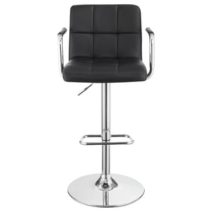 English Elm Black Adjustable Bar Stool with Arms and Hydraulic Lift, Chrome Finish, Leatherette Comfort Seat B062P145662