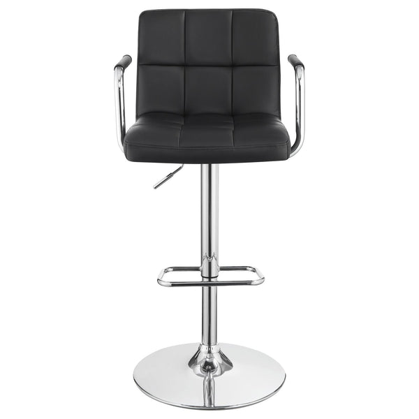 English Elm Black Adjustable Bar Stool with Arms and Hydraulic Lift, Chrome Finish, Leatherette Comfort Seat B062P145662