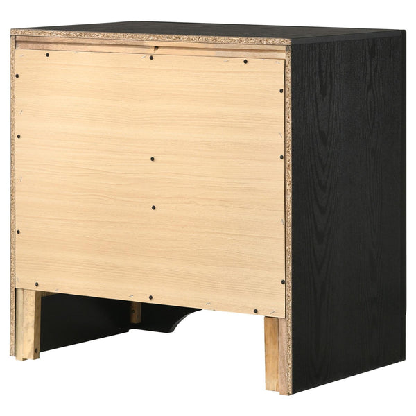 English Elm Black Modern 2-Drawer Nightstand with Hidden Felt-Lined Jewelry Tray, Metallic Accents & Crystal Pulls B062P145652