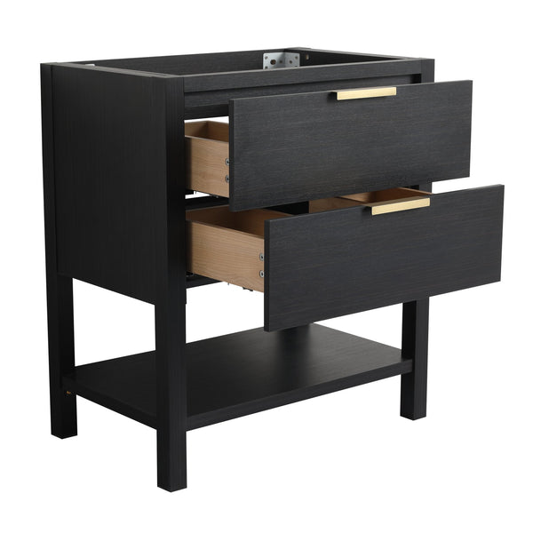 English Elm 30 30 Inch Bathroom Vanity Plywood with 2 Soft-Close Drawers, Freestanding Wood Feet, Water-Resistant Melamine W999140825