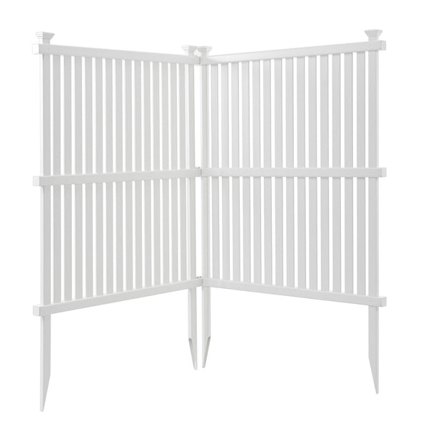 English Elm Privacy Screen Vinyl Lattice Panel Set Outdoor Enclosure for Patio and Garden Spaces B100128101