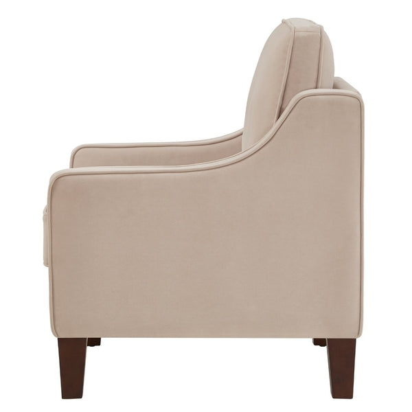English Elm Modern Velvet Accent Chair Solid Wood Legs Scooped Arms Single Seat Lounge Seating W2186P143467