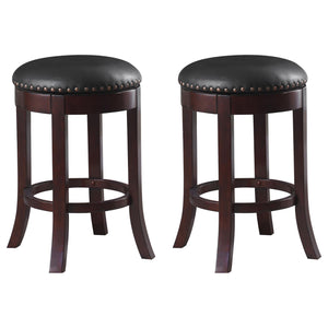 English Elm Dark Brown and Medium Brown Swivel Counter Height Stools (Set Of 2)