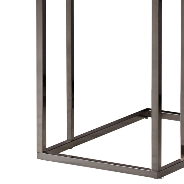 English Elm Weathered Mortimer Snack Table with Expandable Top, Nickel Frame, Weathered Wood-Grain Finish, Sofa Caddy B062P145458