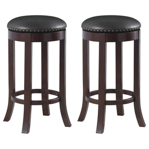 English Elm Dark Brown and Medium Brown Swivel Bar Stools (Set Of 2)