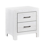 English Elm Modern White Finish 1 Piece Nightstand Of 2X Drawers Black Hardware Wooden Bedroom Furniture