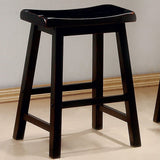 Set of 2 Black Counter Height Stools with Sawhorse Motif for Relaxed Dining, 17.25 x 14.50 x 24.00