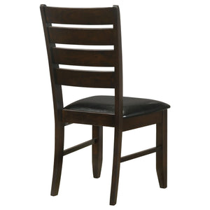 English Elm Cappuccino Ladder-Back Side Chairs Set of 2 — Oak Veneer Hardwood Frame, Black Leatherette Padded Seats, 300 lb Limit B062P145658