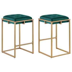 English Elm Hunter Green and Gold Counter Height Stools (Set Of 2)