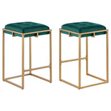 Hunter Green & Gold Glam Counter Stools - Set of 2 for Stylish Bars & Countertops