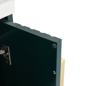 English Elm 24 Inch Wall-Mounted Vanity with Ceramic Sink, Wave Door Accent, Soft-Close Hinges, Eco Plywood Durable Finish Green W999P146018