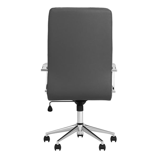 English Elm Grey Upholstered Office Chair with Chrome Base and Arms, Modern Minimalist Design, Casters, Ergonomic Comfort B062P145687