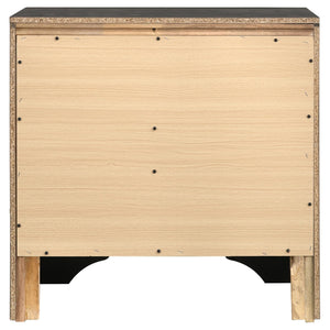 English Elm Black Modern 2-Drawer Nightstand with Hidden Felt-Lined Jewelry Tray, Metallic Accents & Crystal Pulls B062P145652