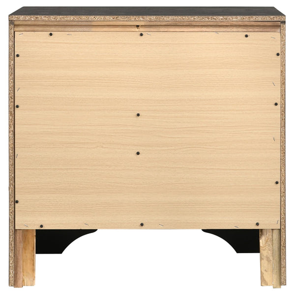 English Elm Black Modern 2-Drawer Nightstand with Hidden Felt-Lined Jewelry Tray, Metallic Accents & Crystal Pulls B062P145652