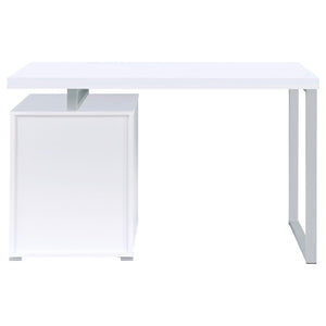English Elm White Modular 3-Drawer Office Desk with Metal Legs, Smooth Euro Glides, White Veneer Surface, 47.25" Wide B062P145660
