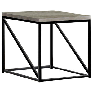 English Elm Sonoma Contemporary Grey Square End Table with Geometric Black Metal Frame and Natural Wood Top - Chic Industrial Accent Piece B062P145637