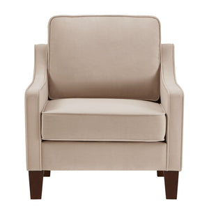 English Elm Modern Velvet Accent Chair Solid Wood Legs Scooped Arms Single Seat Lounge Seating W2186P143467