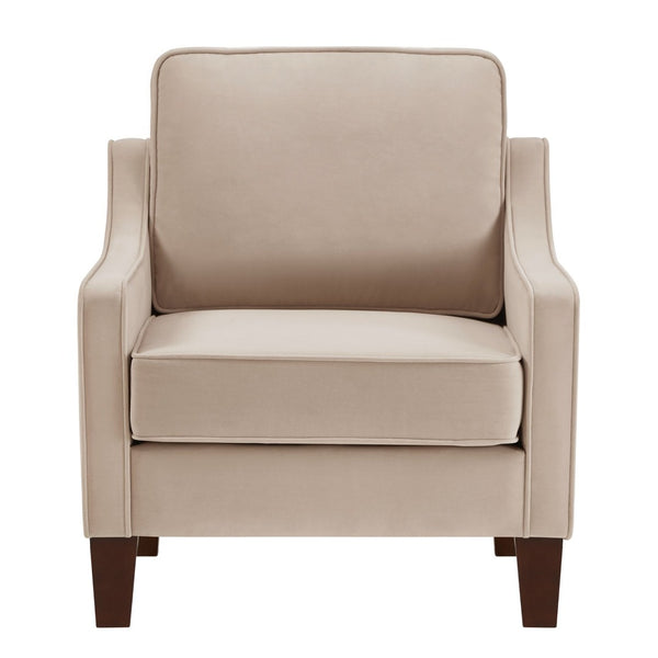English Elm Modern Velvet Accent Chair Solid Wood Legs Scooped Arms Single Seat Lounge Seating W2186P143467