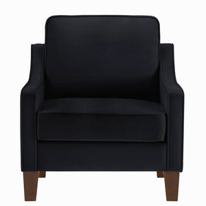 English Elm Modern Velvet Accent Chair Solid Wood Legs Scooped Arms Single Seat Lounge Seating W2186P143466
