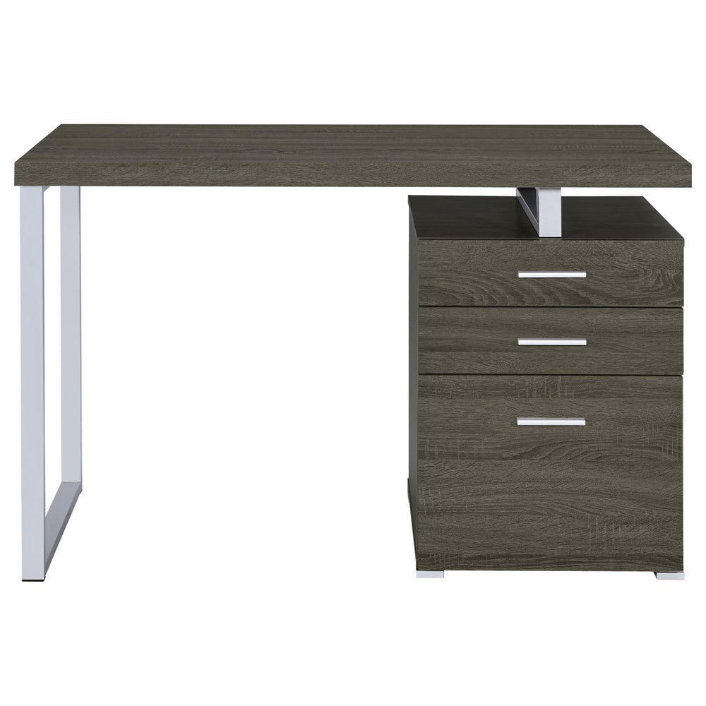 English Elm Weathered Weathered Grey Modular 3-Drawer Office Desk with Metal Legs, Smooth Euro Glides, 47.25" B062P145661