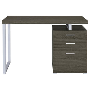 English Elm Weathered Weathered Grey Modular 3-Drawer Office Desk with Metal Legs, Smooth Euro Glides, 47.25" B062P145661