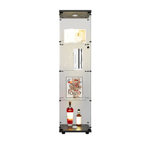 English Elm LED Glass Display Cabinet 64.7" Tall with 4 Tempered Glass Shelves, Dustproof Curio Bookcase for Home Black W1806P197871