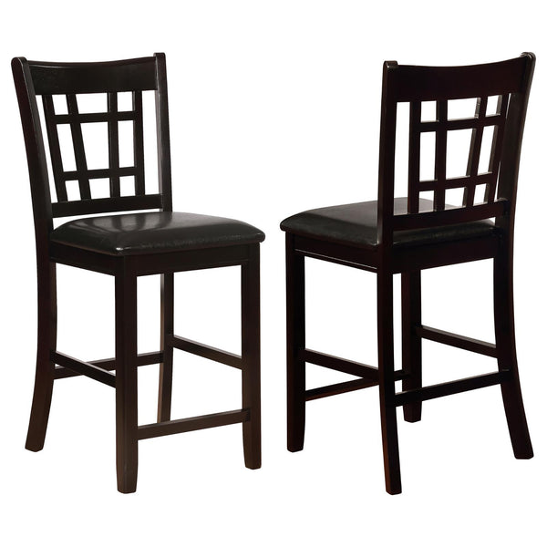 English Elm Black Espresso Lattice Back Counter Stools Set of 2 — Cozy Espresso Finish, 300 lb Capacity, Fabric Seats B062P145649