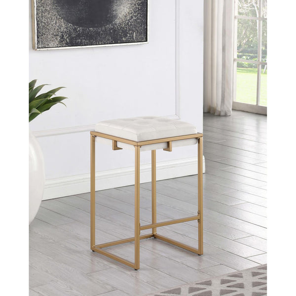 English Elm Beige Soccoro Counter Height Stools Set of 2 — Gold Metal Frame, Plush Velvet Seat, Retro Glam Comfort B062P145674