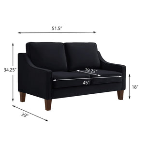 English Elm Modern Velvet Two Seat Sofa with Sculpted Arms and Wood Legs for Bedroom or Living Room W2186P143469