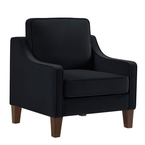 English Elm Modern Velvet Accent Chair Solid Wood Legs Scooped Arms Single Seat Lounge Seating W2186P143466