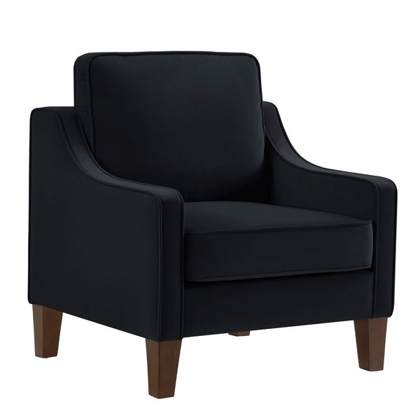 English Elm Modern Velvet Accent Chair Solid Wood Legs Scooped Arms Single Seat Lounge Seating W2186P143466