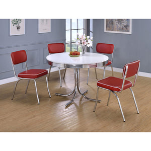 English Elm Red Retro Chrome Upholstered Side Chairs Set of 2 – Faux Leather Padded Seats, Open Back, Bar/Dining Stylish B062P145655