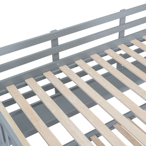 English Elm Full-over-full Castle Bunk Bed with Slide Drawers Shelves Pinewood Kids Frame Gray LT000558AAE-3