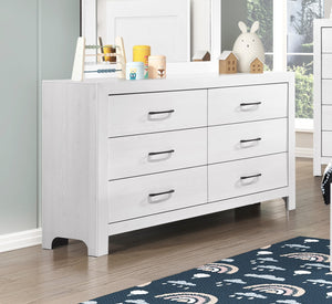 English Elm Modern White Finish Corbin Dresser 6-Drawer Rustic Wood Look with Black Metal Hardware, 58.5" x 33.5" B011P146408