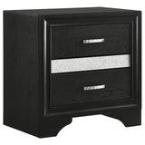 Black 2-Drawer Nightstand With Hidden Jewelry Tray