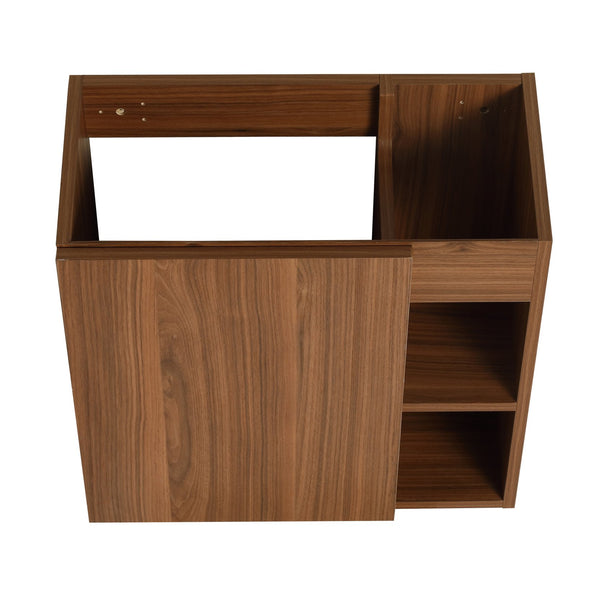 English Elm 20'' Floating Wall-Mounted Vanity with Resin Sink, Soft-Close Door & Open Shelves for Compact Baths Walnut W999P143199