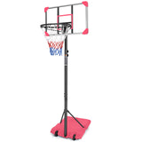 Luster Portable Basketball Goal System with Stable Base and Wheels, Pink and Transparent