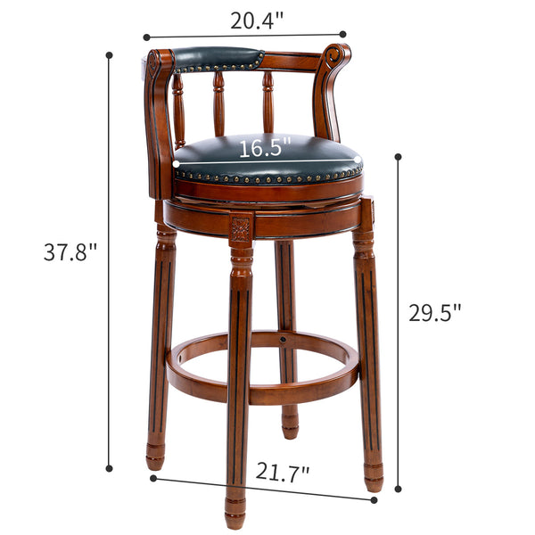 English Elm Bar Leather Wooden Bar Stools 29.5" Seat Height Dark Blue Eco Hardwood Frame Durable Stylish Appeal W2195135471