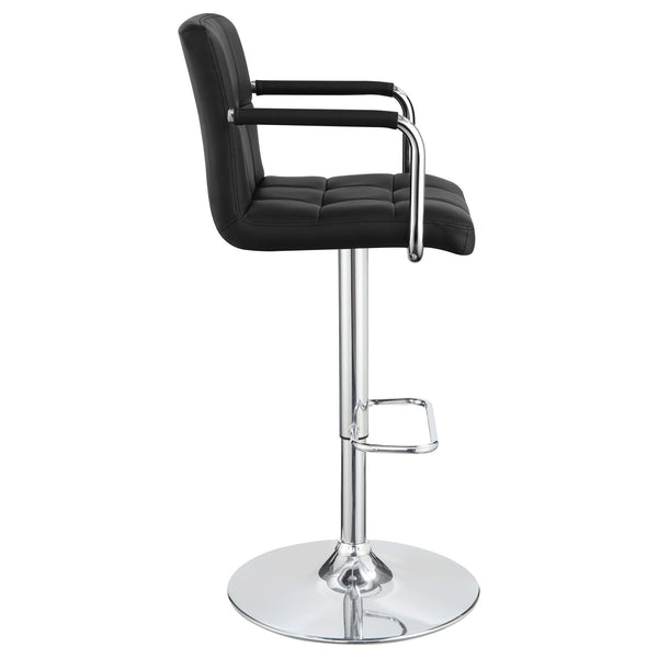 English Elm Black Adjustable Bar Stool with Arms and Hydraulic Lift, Chrome Finish, Leatherette Comfort Seat B062P145662