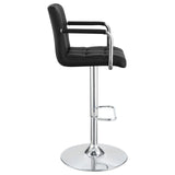 English Elm Black and Chrome Adjustable Bar Stool With Arms