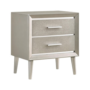 English Elm Metallic Sterling 2-Drawer Nightstand