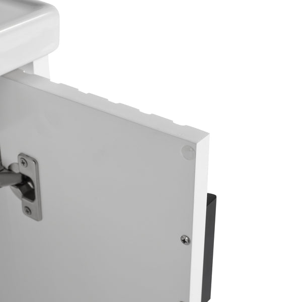 English Elm 24 Inch Wall-Mounted Vanity with Ceramic Sink, Wave Door Accent, Soft-Close Hinges, Eco Plywood Durable Finish White W999P146015