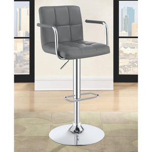 English Elm Grey Plush Adjustable Bar Stool with Chrome Base, Hydraulic Lift, Armrests & Modern Leatherette Comfort B062P145644