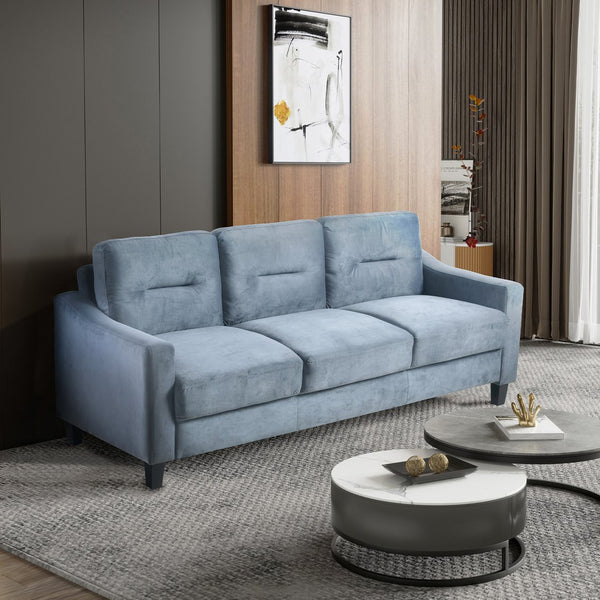 English Elm Couch Stylish Three-Seat Sectional Sofa In Blue-Grey Chenille For Small Spaces And Cozy Rooms W2121137324
