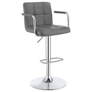 English Elm Grey Plush Adjustable Bar Stool with Chrome Base, Hydraulic Lift, Armrests & Modern Leatherette Comfort B062P145644